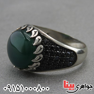 انگشتر عقیق سبز میکروستینگ مردانه زیبا و خاص _کد:27300
