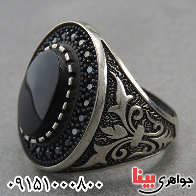انگشتر عقیق سیاه (اونیکس) میکروستینگ خاص _کد:27304