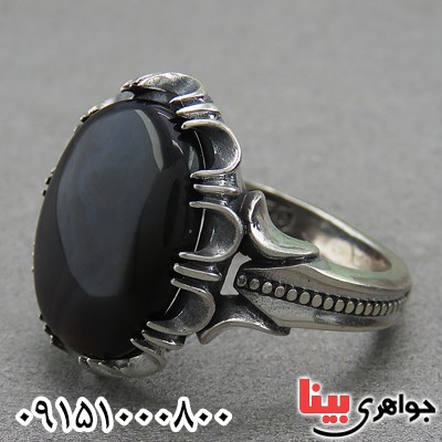 انگشتر عقیق یمنی جزع خاص مردانه _کد:27316