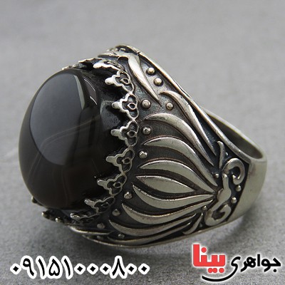 انگشتر عقیق یمنی جزع زیبا مردانه _کد:27320