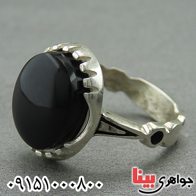 انگشتر عقیق یمنی جزع زیبا مردانه _کد:27325
