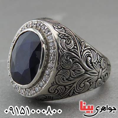 انگشتر یاقوت کبود آفریقایی خاص و فاخر مردانه _کد:27332