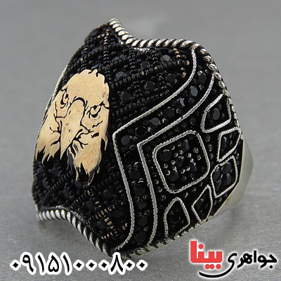 انگشتر نقره میکروستینگ مردانه ترک طرح عقاب _کد:27360