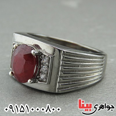 انگشتر یاقوت سرخ مردانه آفریقایی خوشرنگ فاخر _کد:27377