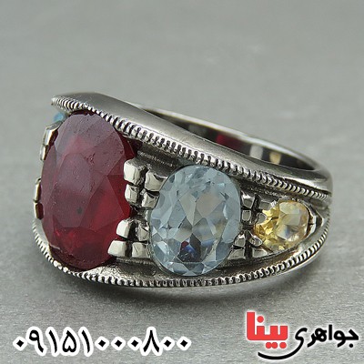 انگشتر چند جواهر خاص و شیک خوشرنگ _کد:27389