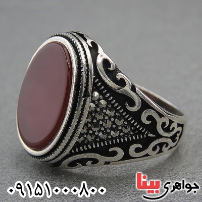 انگشتر عقیق قرمز مردانه خاص و خوشرنگ عالی _کد:27420