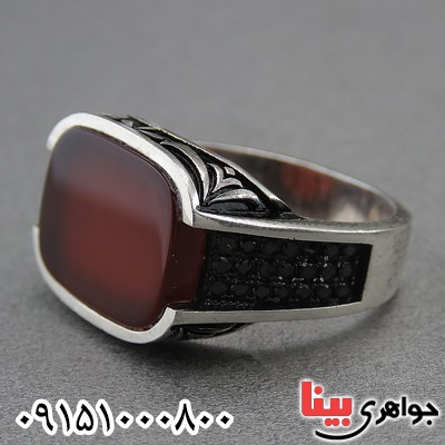 انگشتر عقیق قرمز میکروستینگ مردانه خاص _کد:27421