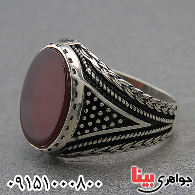 انگشتر عقیق قرمز خاص و خوشرنگ مردانه _کد:27422
