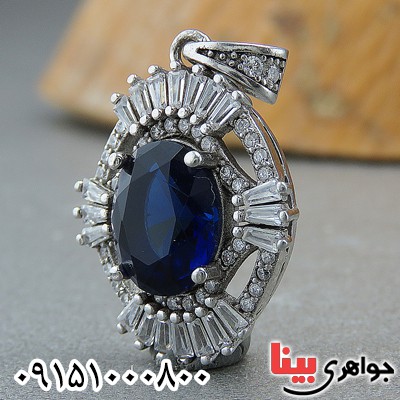 گردنبند یاقوت کبود زنانه صنعتی زیبا و خوشرنگ _کد:27439