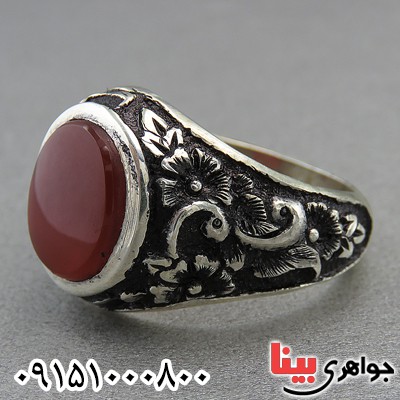 انگشتر عقیق یمنی سرخ دست ساز فاخر و خوشرنگ _کد:27463