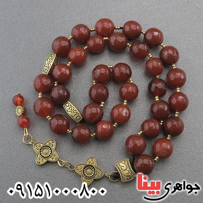 تسبیح عقیق قرمز خوشرنگ 33 دانه ای خاص _کد:27473