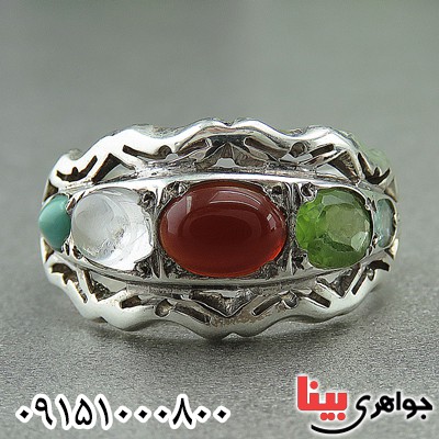 انگشتر چند جواهر دست ساز خاص و زیبا _کد:27474