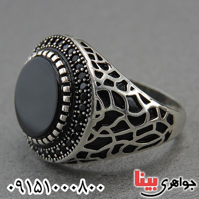 انگشتر عقیق سیاه (اونیکس) میکروستینگ مردانه زیبا _کد:27480