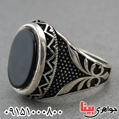 انگشتر عقیق سیاه (اونیکس) مردانه زیبا و شیک _کد:27481