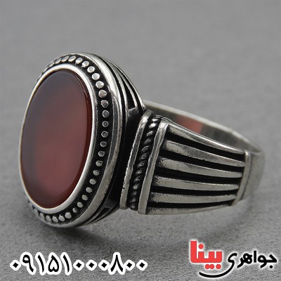 انگشتر عقیق قرمز خوشرنگ و خاص مردانه _کد:27486