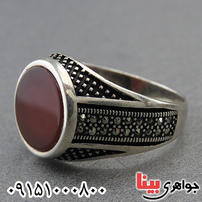 انگشتر عقیق قرمز مردانه خوشرنگ و خاص زیبا _کد:27490