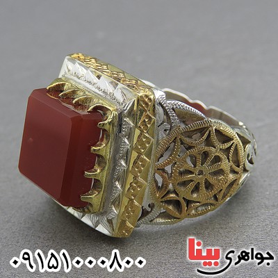 انگشتر عقیق یمنی درشت و فاخر خاص دست ساز _کد:27534