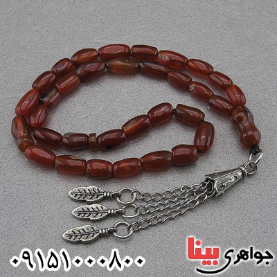 تسبیح عقیق یمنی سرخ فاخر خوشرنگ و خاص _کد:27540