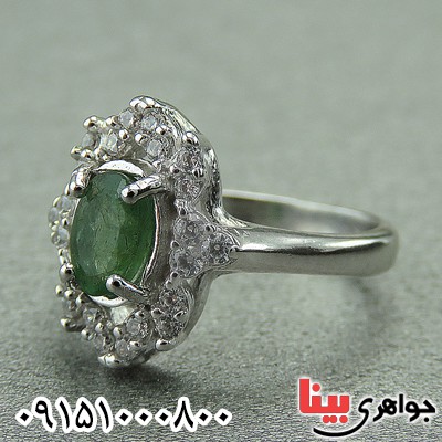 انگشتر زمرد زامبیا رودیوم پرنس زنانه _کد:27542