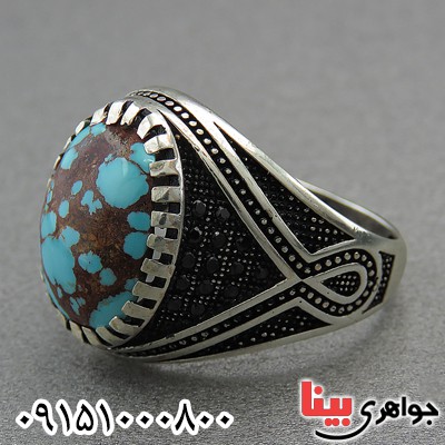 انگشتر فیروزه نیشابوری شجری مردانه _کد:27545