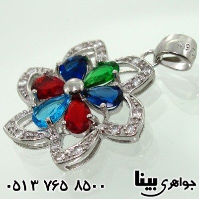 گردنبند نقره زنانه گل رنگارنگ