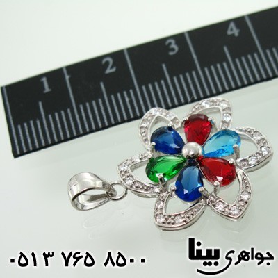 گردنبند نقره زنانه گل رنگارنگ