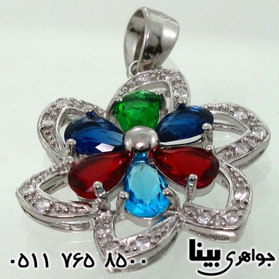 گردنبند نقره زنانه گل رنگارنگ