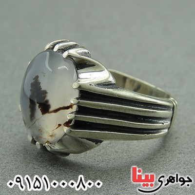 انگشتر عقیق شجری زیبا و خاص عالی مردانه _کد:27552