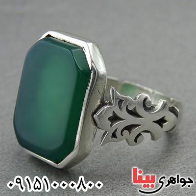 انگشتر عقیق سبز خاص خوشرنگ عالی _کد:27598