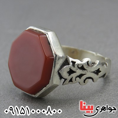 انگشتر عقیق قرمز زیبا و خاص خوشرنگ حرز دار _کد:27600
