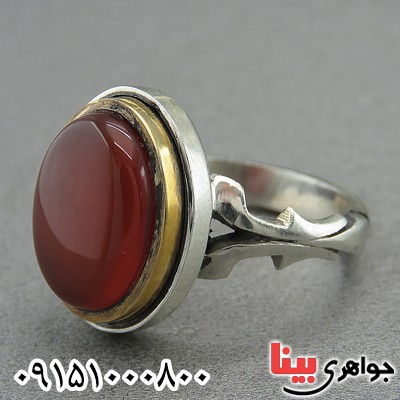 انگشتر عقیق قرمز خاص خوشرنگ مردانه _کد:27604