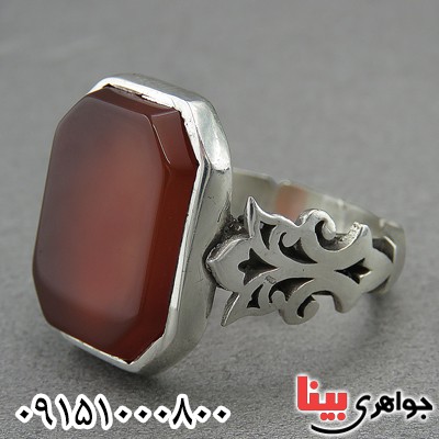 انگشتر عقیق قرمز خوشرنگ زیبا عالی مردانه _کد:27606
