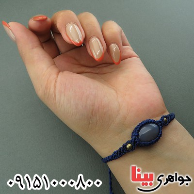 دستبند عقیق آبی زیبا و خاص سبک تبتی _کد:27618