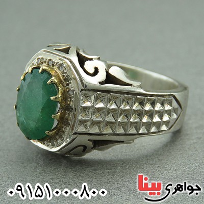 انگشتر زمرد دست ساز فاخر درجه یک درشت _کد:27648