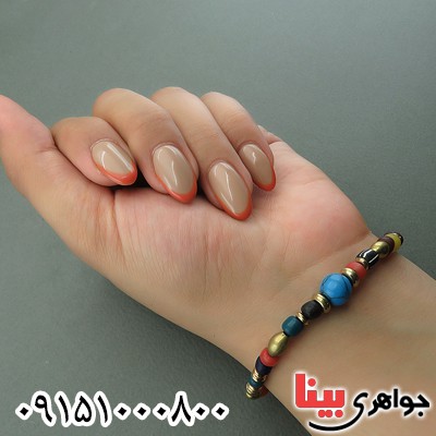 دستبند فیروزه خاص و خوشرنگ سبک تبتی _کد:27676