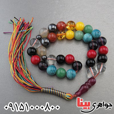 تسبیح چند جواهر ۳۳ دانه ای سنگ درمانی خاص و زیبا تسبیح چند جواهر ۳۳ دانه ای سنگ درمانی خاص و زیبا