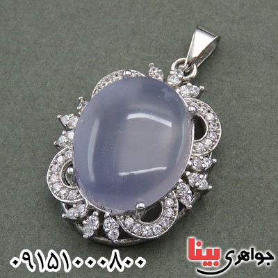 گردنبند عقیق یمنی کبود رودیوم خوشرنگ مدل پرنس _کد:27738