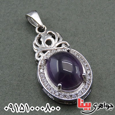 گردنبند آمتیست دامله رودیوم مدل پرنس _کد:27739
