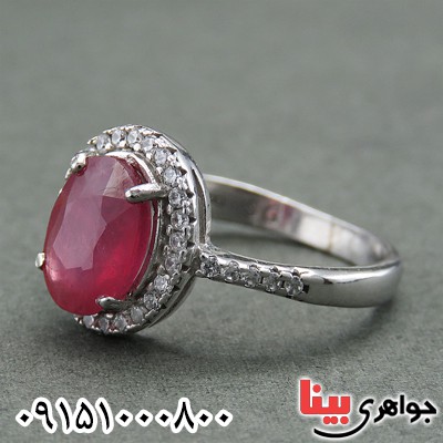 انگشتر یاقوت سرخ رودیوم خوشرنگ مدل پرنس _کد:27751