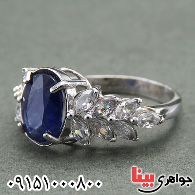 انگشتر یاقوت کبود پرنس رودیوم زنانه خوشرنگ _کد:27753
