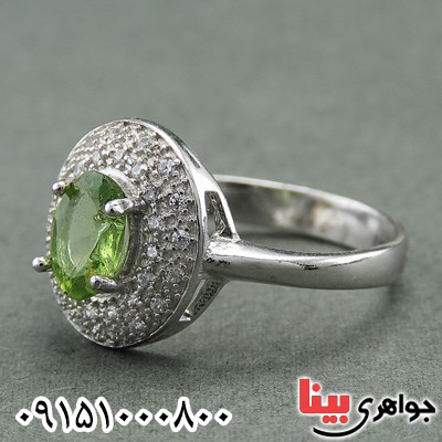 انگشتر زبرجد رودیوم پرنس زنانه خوشرنگ _کد:27754