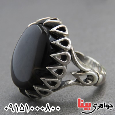 انگشتر عقیق یمنی مشکی خاص و زیبا مردانه _کد:27778