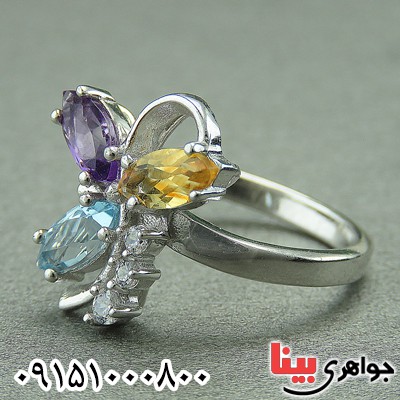 انگشتر چند جواهر خاص و عالی رودیوم زنانه _کد:27786