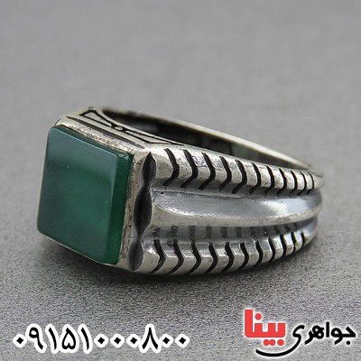 انگشتر عقیق سبز خوشرنگ اسپرت مردانه _کد:27796