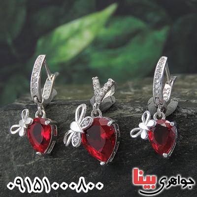 سرویس یاقوت سرخ صنعتی رودیوم زنانه خاص _کد:27801