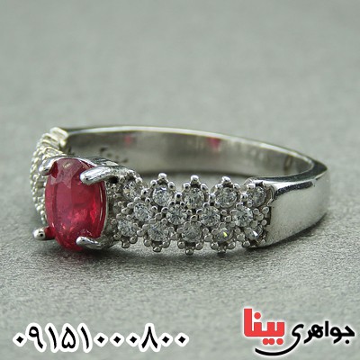 انگشتر یاقوت سرخ آفریقایی رودیوم پرنس زنانه _کد:27810