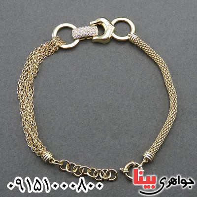 دستبند نقره خاص با روکش طلایی زیبا _کد:27831