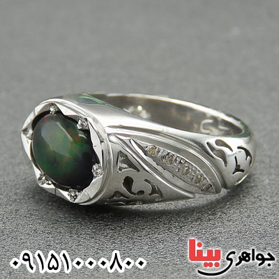 انگشتر اوپال فاخر دست ساز دور الماس _کد:27836