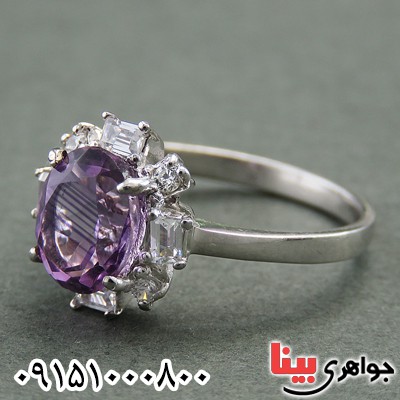 انگشتر آمتیست رودیوم زنانه زیبا _کد:27839