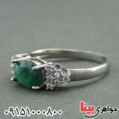 انگشتر زمرد رودیوم خاص و خوشرنگ زیبا زنانه _کد:27843